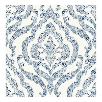 Blue Floral Damask Pattern Peel & Stick Wallpaper