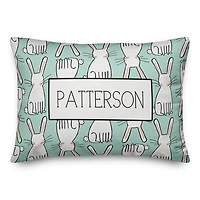 Personalized Mint Easter Bunny Outdoor Pillow