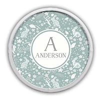 White Personalized Blue Bunnies Wall Plaque