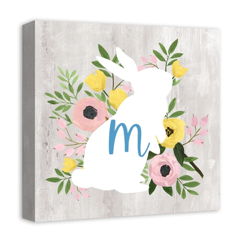 Personalized Monogram Bunny Canvas Art Print