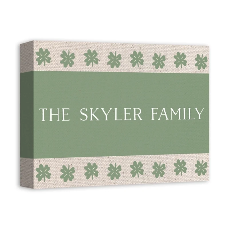 Personalized Clover Stripe Irish Canvas Print