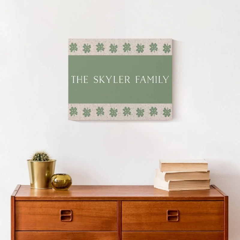 Personalized Clover Stripe Irish Canvas Print