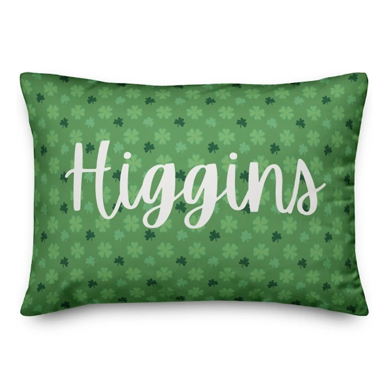 Green Shamrocks Personalized Lumbar Pillow