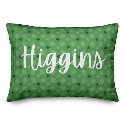 Green Shamrocks Personalized Lumbar Pillow