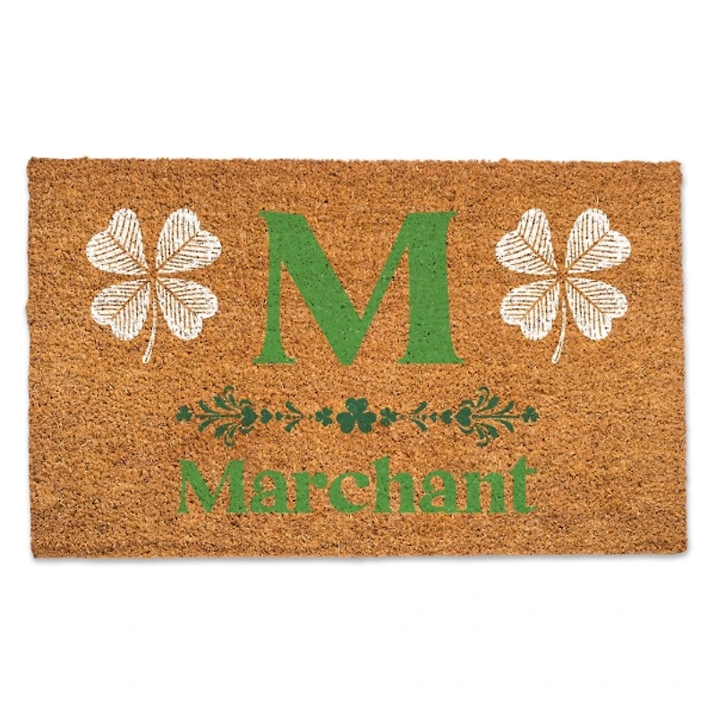 Shamrock Personalized Monogram Coir Doormat