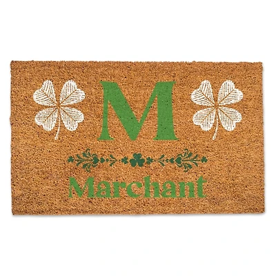 Shamrock Personalized Monogram Coir Doormat