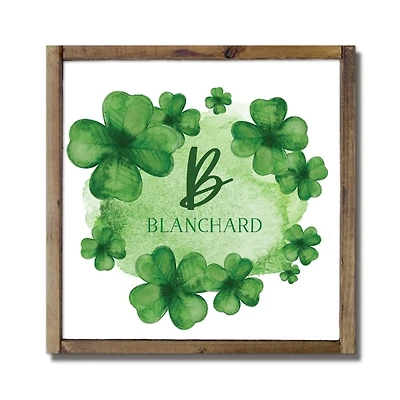 Watercolor Clover Personalized Framed Wall Plaque