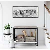 Black & White Highland Herd Canvas Art Print