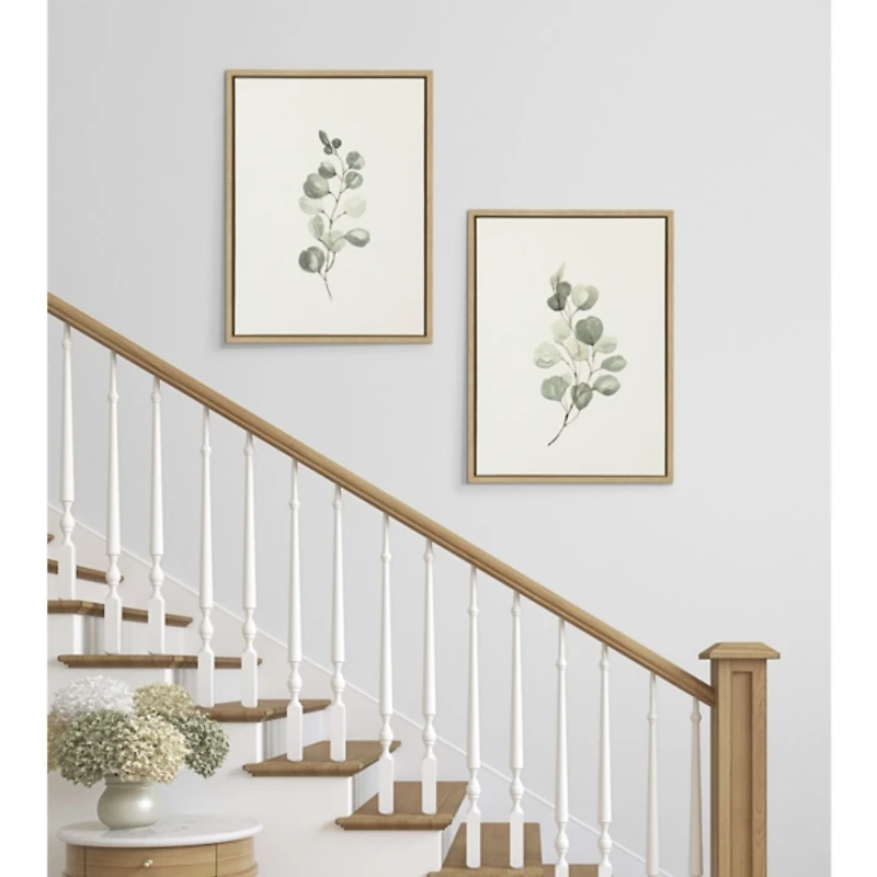 Eucalyptus Sprigs Framed Canvas Prints, Set of 2