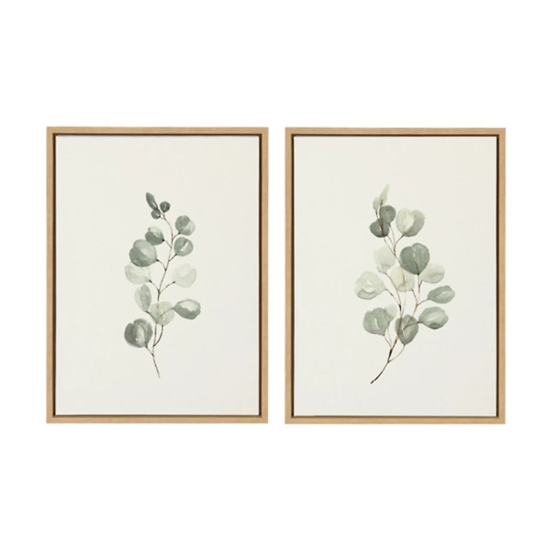 Eucalyptus Sprigs Framed Canvas Prints, Set of 2