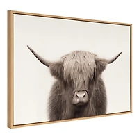 Neutral Highland Cow Framed Canvas Print, 23x33