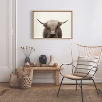 Neutral Highland Cow Framed Canvas Print, 23x33