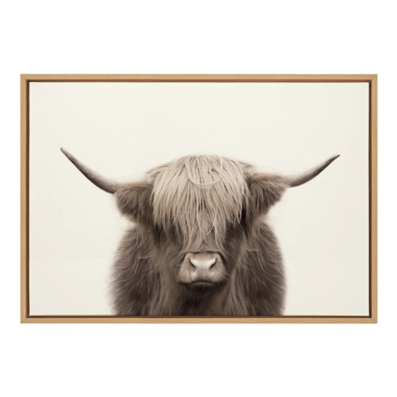 Neutral Highland Cow Framed Canvas Print, 23x33