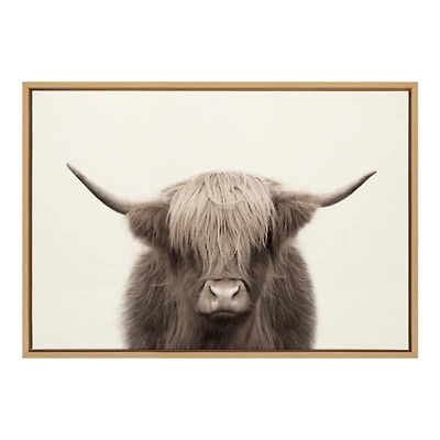 Neutral Highland Cow Framed Canvas Print, 23x33