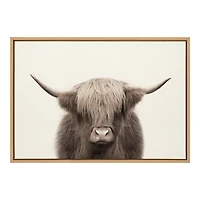 Neutral Highland Cow Framed Canvas Print, 23x33