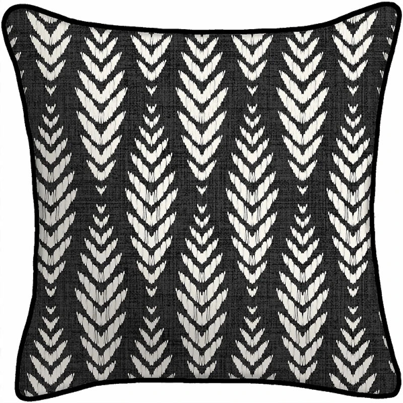 Black & White Geometric Leaves Outdoor Pillow