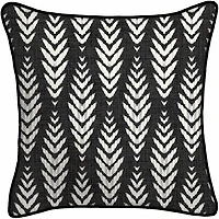 Black & White Geometric Leaves Outdoor Pillow