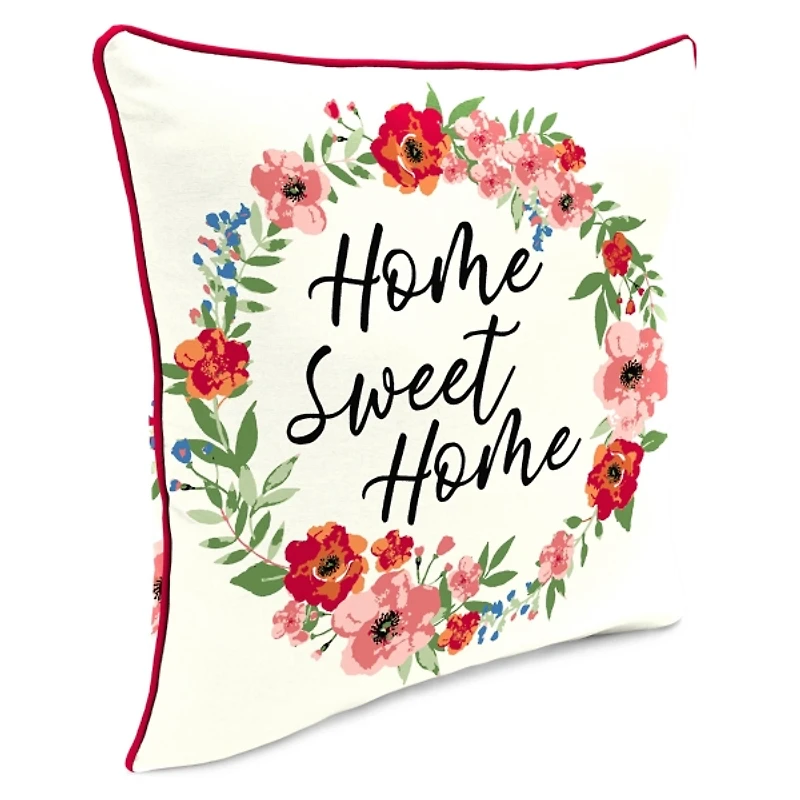 Floral Home Sweet Home Outdoor Pillow