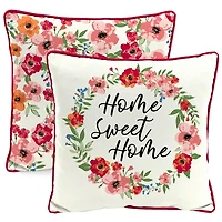 Floral Home Sweet Home Outdoor Pillow