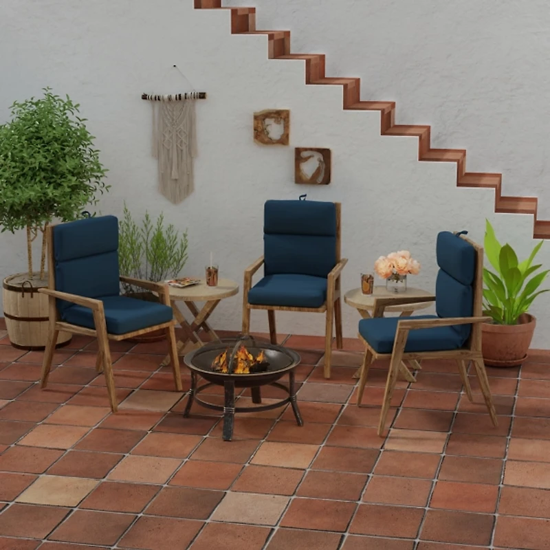 Indigo Canvas French Edge Outdoor Chair Cushion