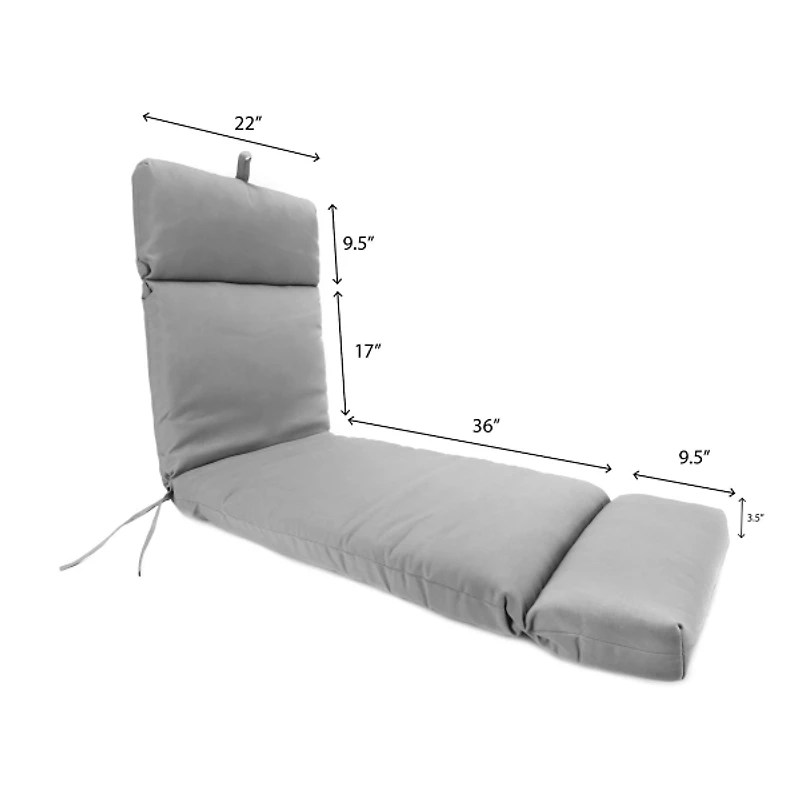 Black Canvas French Edge Outdoor Chaise Cushion