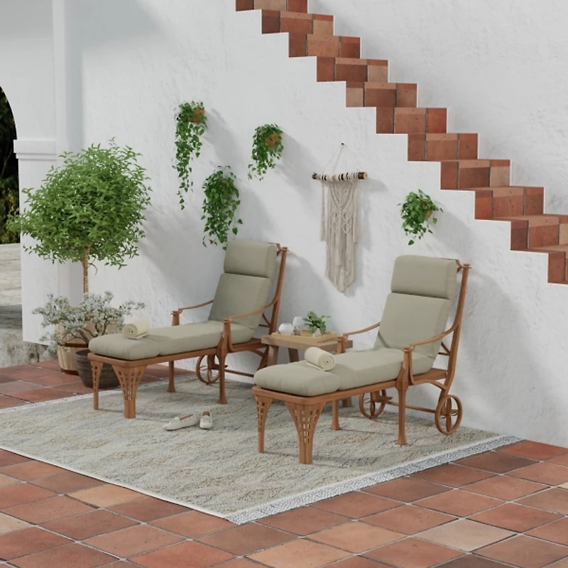 Taupe Canvas French Edge Outdoor Chaise Cushion