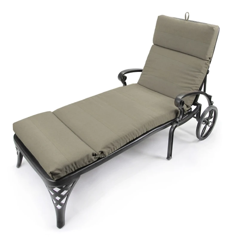 Taupe Canvas French Edge Outdoor Chaise Cushion