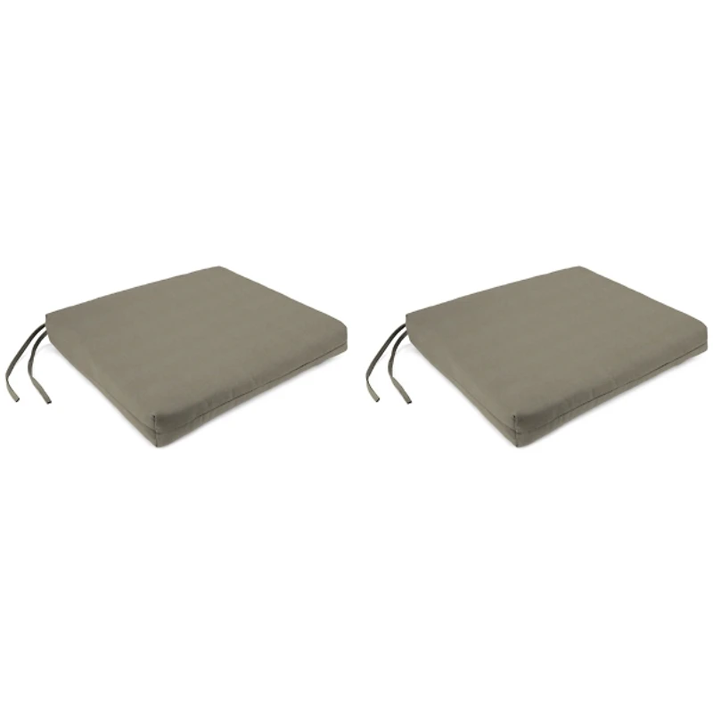 Taupe French Edge Outdoor Chair Cushions, Set of 2