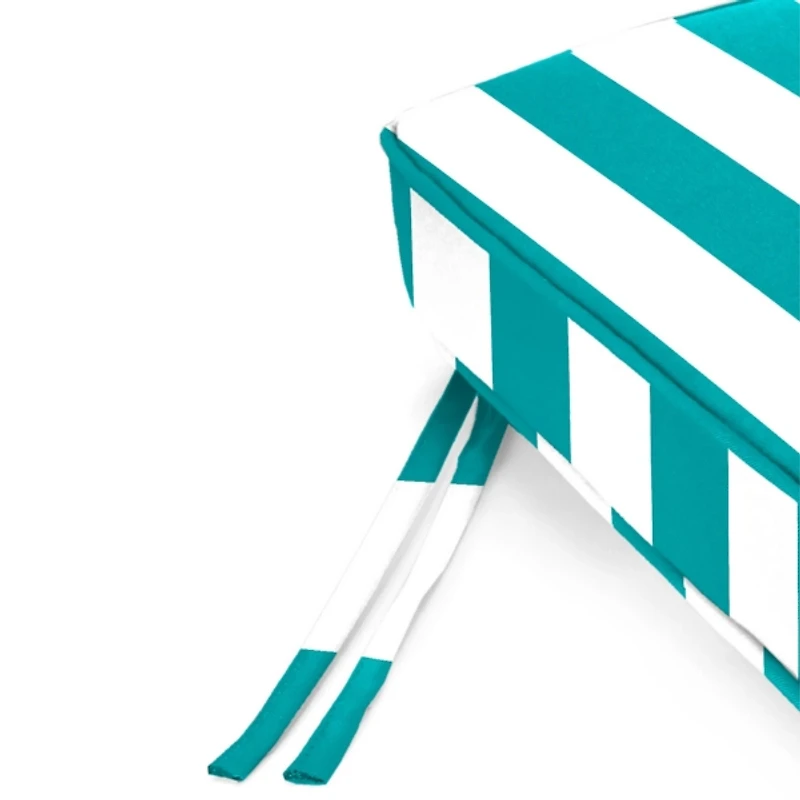 Turquoise Striped Outdoor Settee Cushion