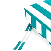 Turquoise Striped Outdoor Settee Cushion