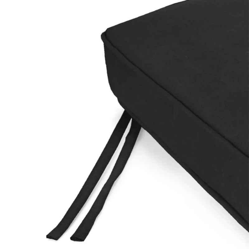 Solid Black Outdoor Settee Cushion