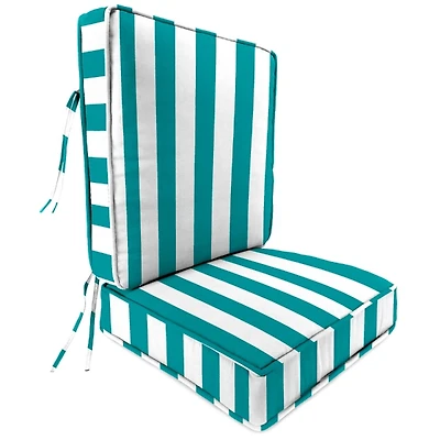 Turquoise Striped Outdoor Deep Seat Cushion