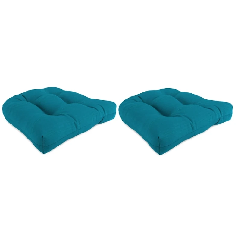 Turquoise Tufted Outdoor Chair Cushions, Set of 2