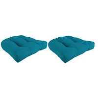 Turquoise Tufted Outdoor Chair Cushions, Set of 2