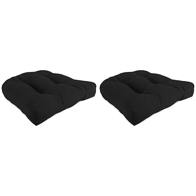 Black Tufted Outdoor Chair Cushions, Set of 2