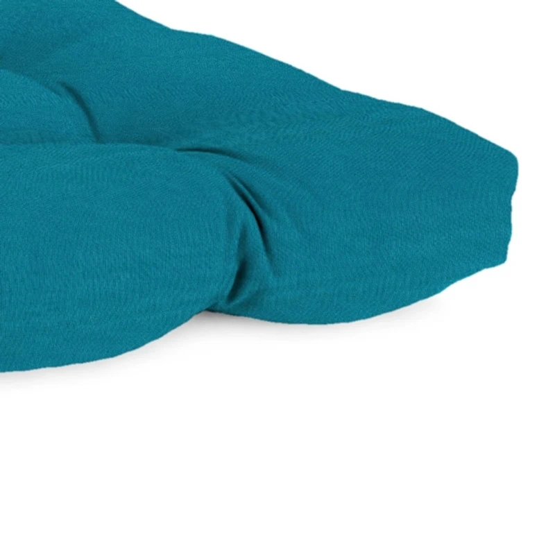 Turquoise Tufted Canvas Outdoor Bench Cushion