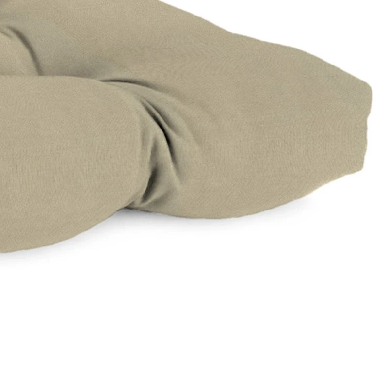 Beige Tufted Canvas Outdoor Bench Cushion