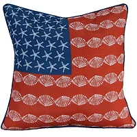 Clamshell and Starfish American Flag Pillow