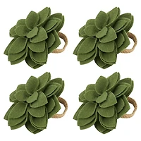 Green Blossom Napkin Rings, Set of 4