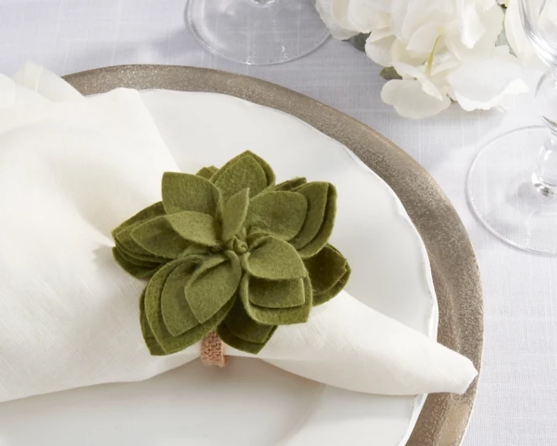 Green Blossom Napkin Rings, Set of 4