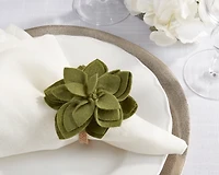 Green Blossom Napkin Rings, Set of 4