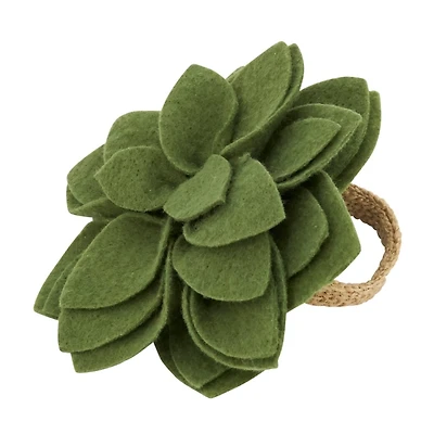 Green Blossom Napkin Rings, Set of 4