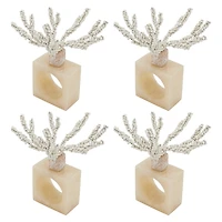 Cream Beaded Coral Napkin Rings, Set of 4