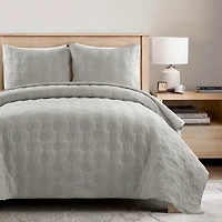 Gray Hexagon Honeycomb 3-pc. Full/Queen Quilt Set