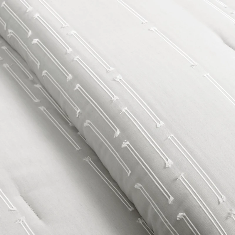 Gray Clipped Stripe 3-pc. Cali King Comforter Set