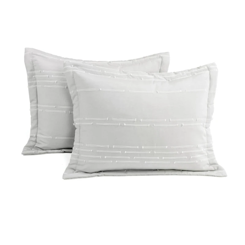 Gray Clipped Stripe 3-pc. Cali King Comforter Set