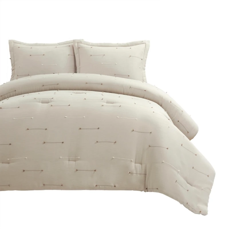 Beige Clip Jacquard 3-pc. Full/Queen Comforter Set