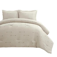 Beige Clip Jacquard 3-pc. Full/Queen Comforter Set