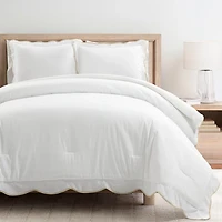 Tan Scalloped Edge 3-pc. Full/Queen Comforter Set