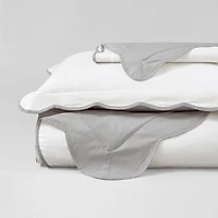 Gray Scallop Edge 3-pc. Full/Queen Duvet Cover Set